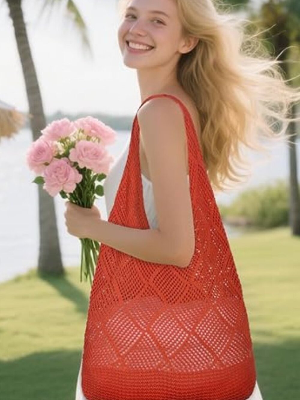 Crochet Beach Mesh Tote Bag